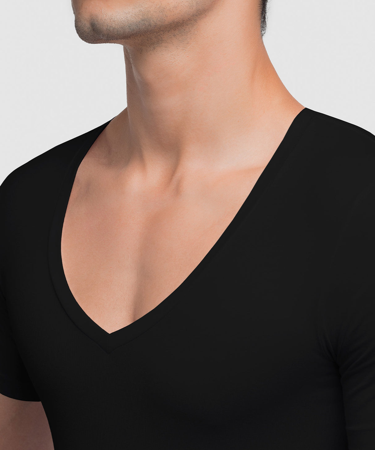 Cotton Compression Deep V-Neck T-Shirt