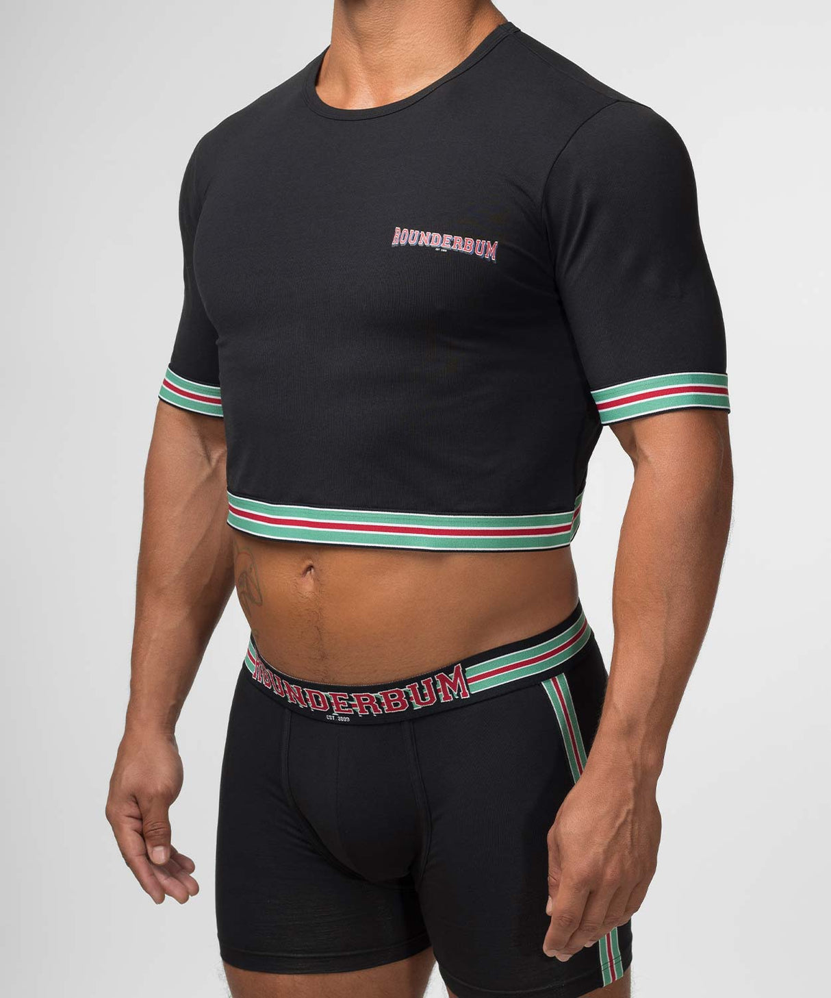 VARSITY Padded Crop Top Black