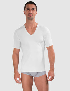 Slim Fit Cotton Compression V-Neck Undershirt White