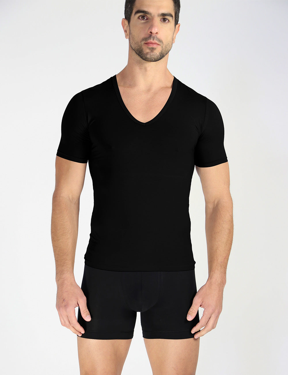 Deep V-Neck T-Shirt 2Pack Black